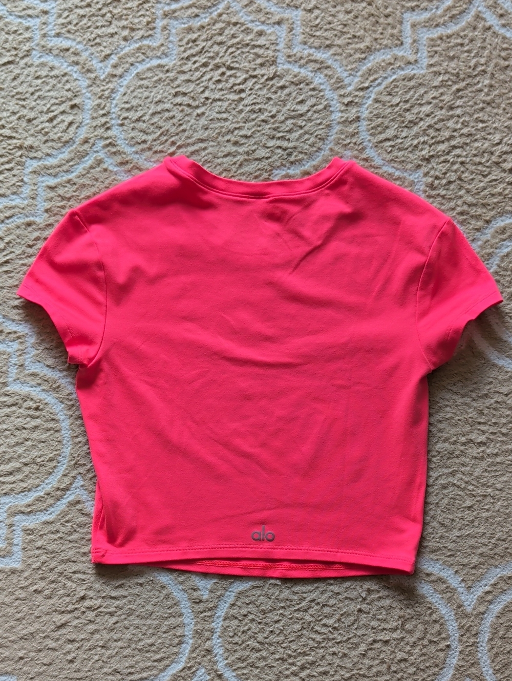 Alo Cropped T-Shirt Hot Pink EUC - Picture 2 of 3
